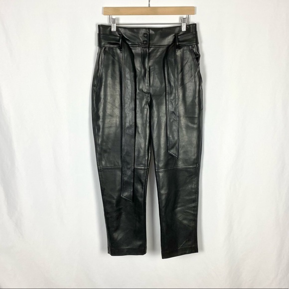 Aritzia Wilfred New Tie Front Pants Leather Size 10 - Picture 2 of 5